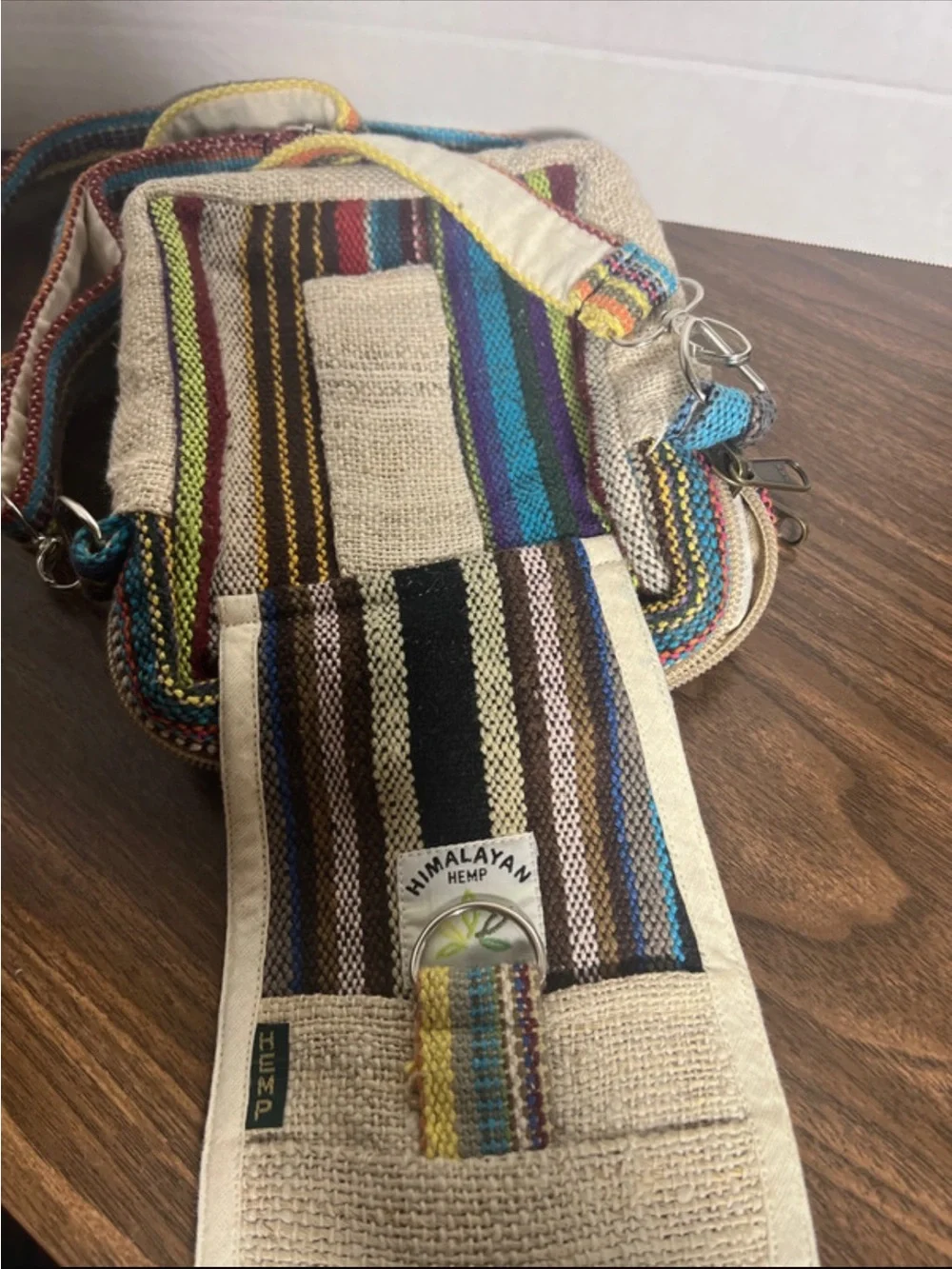 Himalayan Multi-Stripe Hemp Crossbody Bag - Natural Multi